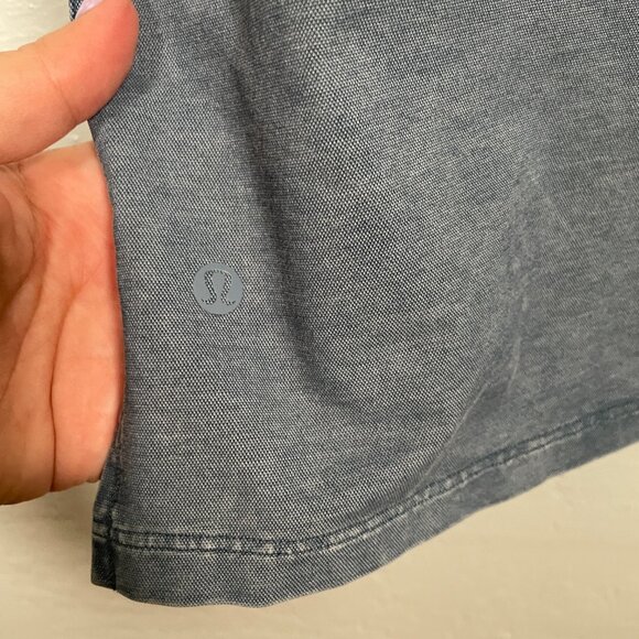 Lululemon Men M Blue Chambray Commission Short Sleeve T-Shirt Crew Neck Stretch - Picture 8 of 8